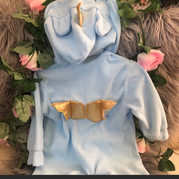 Infant gold winged Baby Blue Unicorn onesies/6/12M - Picture 2 of 2